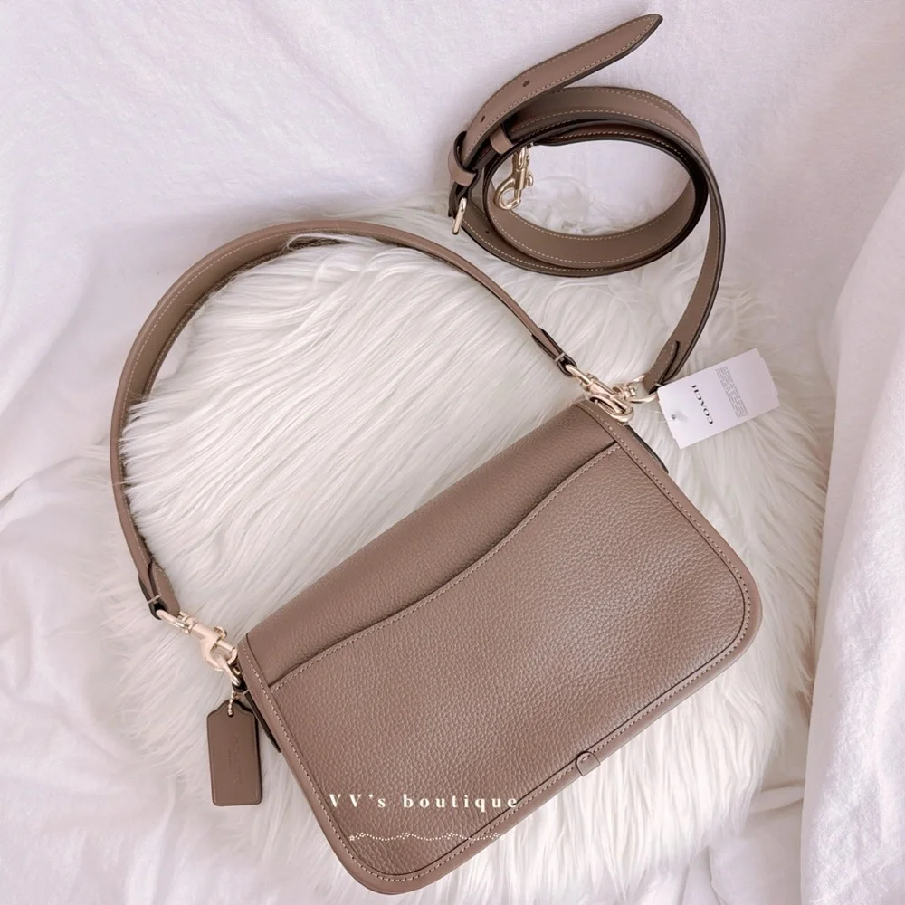 NWT Coach Hadley Shoulder Flap Turnlock Bag Crossbody Leather Dark Stone CY683 - Picture 4 of 11